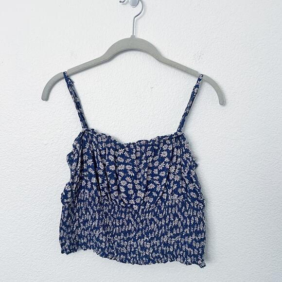 [American Eagle Outfitters] Blue Floral Ditsy Print Cropped Tank Top Sz Medium M - Picture 1 of 10
